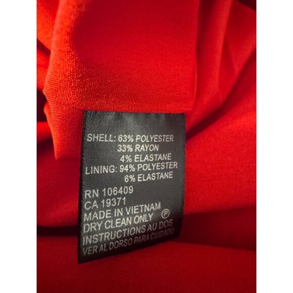 Tahari Levine Dress 12 Red Stretch Sheath Collared Short Sleeve Career Party - Picture 5 of 9
